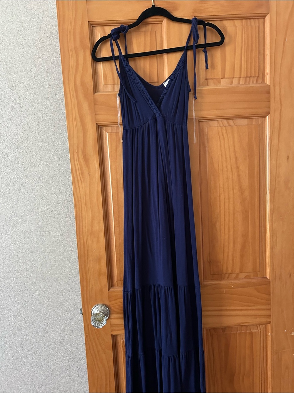 miami Navy Blue Maxi Dress with Tie Straps